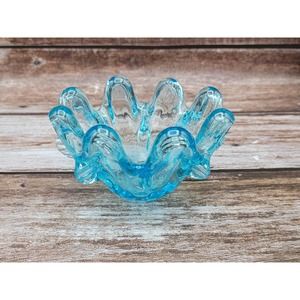 Vintage 5" Murano aqua blue glass bowl